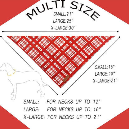 Realeaf Valentine's Day Dog Bandanas 2 Pack, Reversible Red Plaid Heart Dog - Image 2