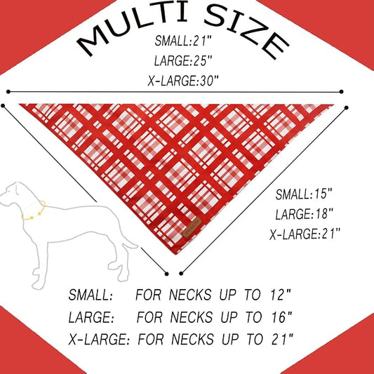Realeaf Valentine's Day Dog Bandanas 2 Pack, Reversible Red Plaid Heart Dog - Image 2