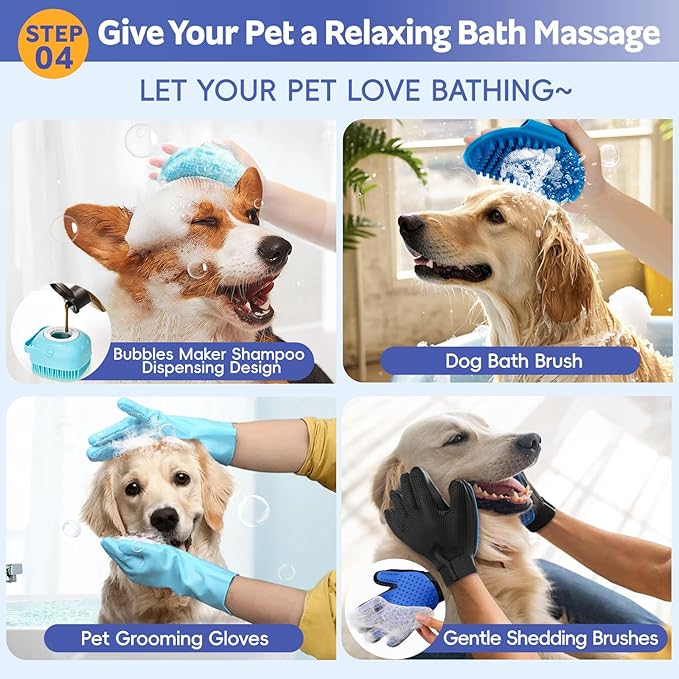 Dog Brush for Shedding 13pcs Bath Grooming Kit - Image 6