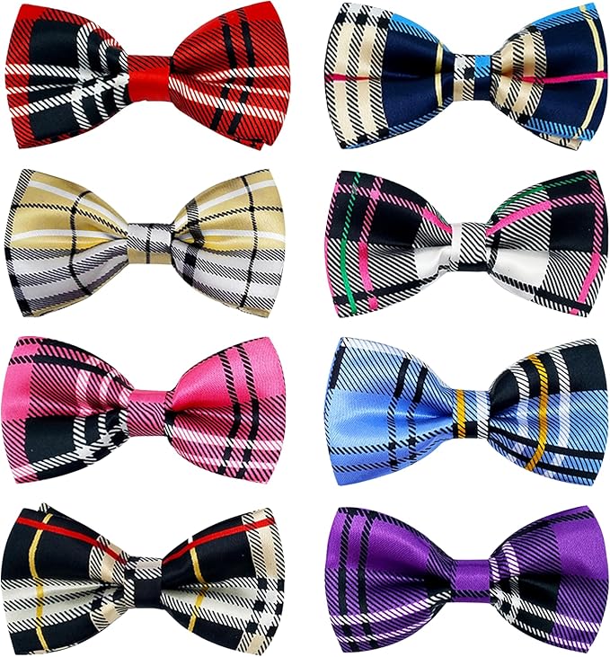 PET SHOW 8pcs Plaid Small Dogs Collar Bow Ties Puppies Cats Collar Charms by PETSHOW
