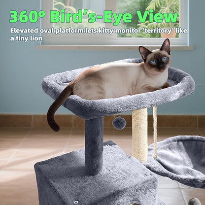 Cat Tree with Cat Condo and Hammock, Cat Tree with Scratching Posts and - Image 5