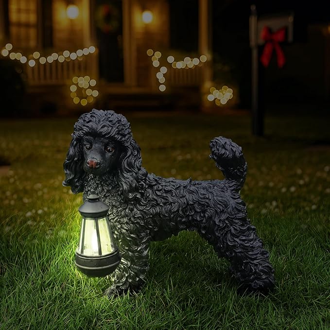 Poodle Statue Outdoor Decorations – Outdoor Dog Statue Standing Black Poodle - Image 5