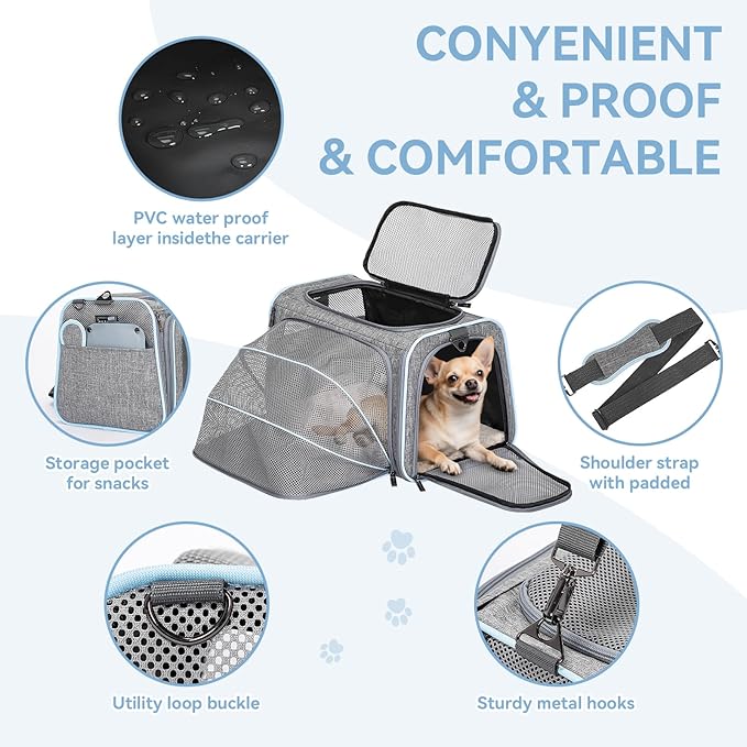 Petsfit Expandable Cat Carrier Dog Carriers, Airline Approved Soft-Sided - Image 6