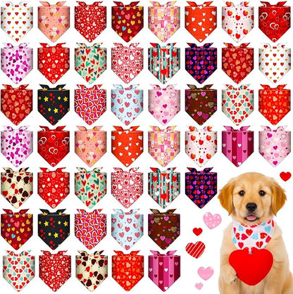 Sanwuta 48 Pcs Valentine's Day Dog Bandanas Bulk Valentines Dog Bandanas by Sanwuta