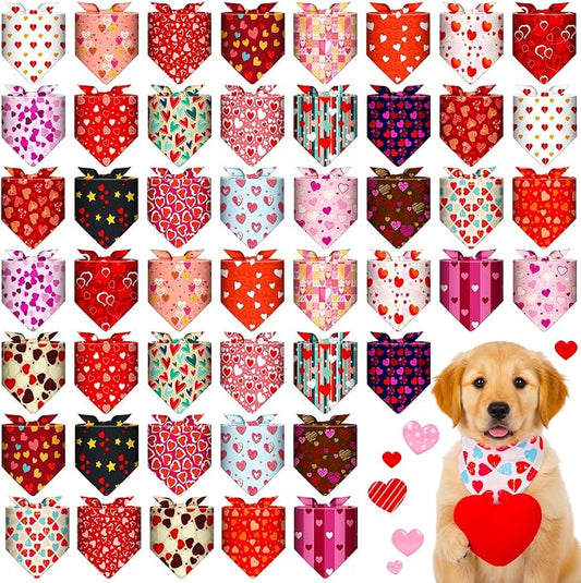 Sanwuta 48 Pcs Valentine's Day Dog Bandanas Bulk Valentines Dog Bandanas by Sanwuta