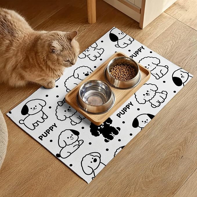 Puppy Pattern Pet Feeding Mat 24x16 Inch Cute Pet Feeding Area Mat Pet Food Mat - Image 2