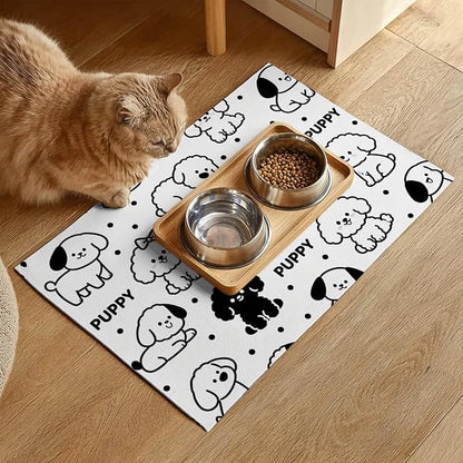 Puppy Pattern Pet Feeding Mat 24x16 Inch Cute Pet Feeding Area Mat Pet Food Mat - Image 2