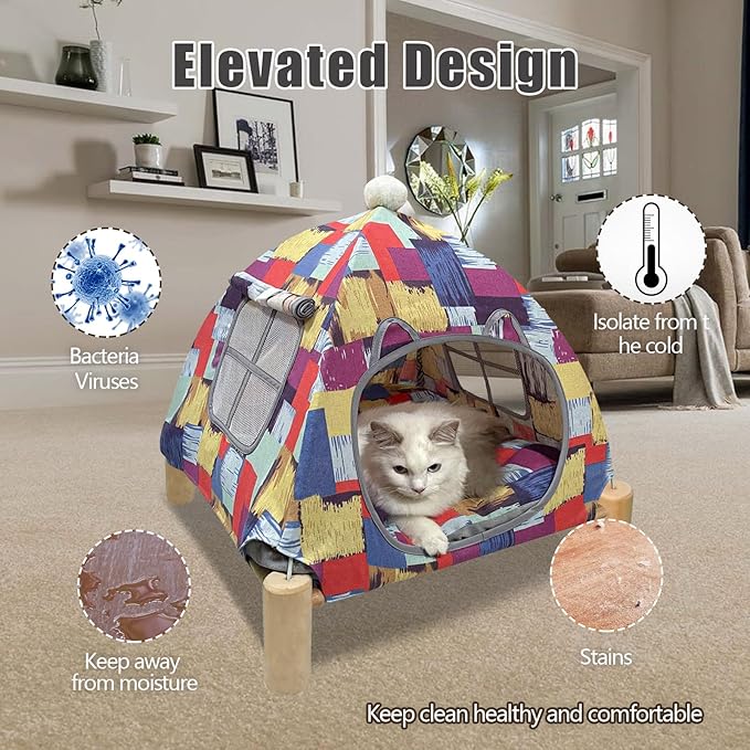 Pozico Portable Cat Tent Bed – Lightweight Foldable Cat House - Image 5