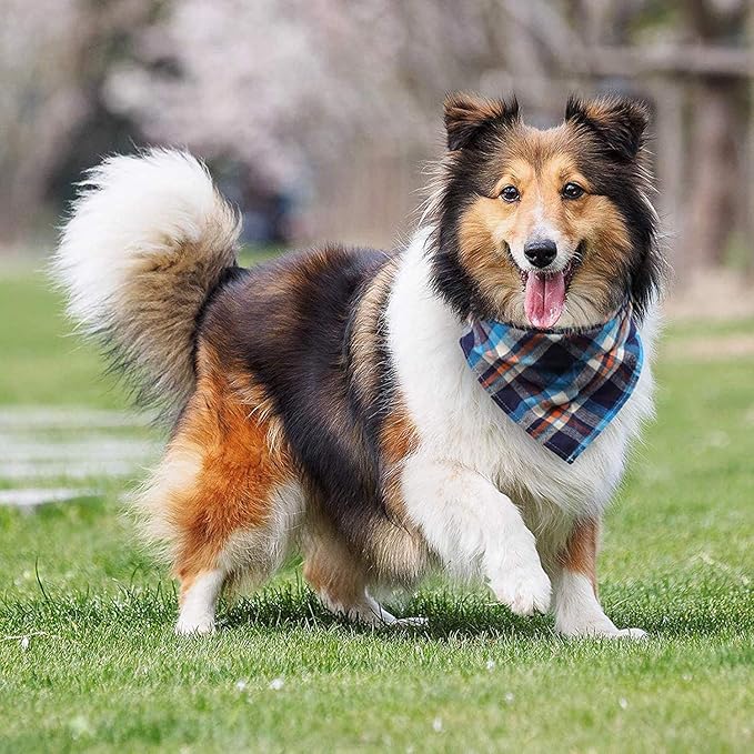 8 Pack Triangle Dog Bandanas, Reversible Plaid Painting Bibs Scarf, Washable - Image 6