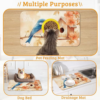 Dog Bowl Mat, Fall Leaves Absorbent Dogs Placemat - Image 7