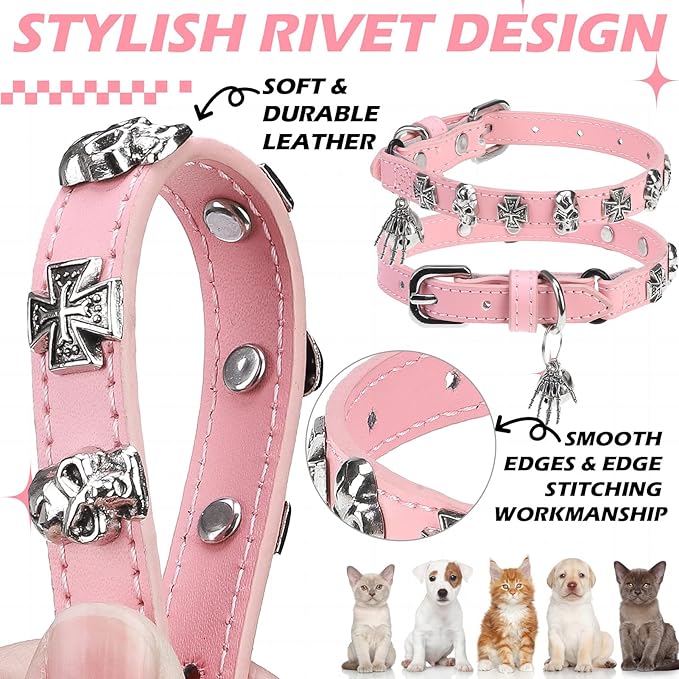 EXPAWLORER Cat Collar for Girl Boy Cats- Adjustable Leather Pet Collar - Image 4