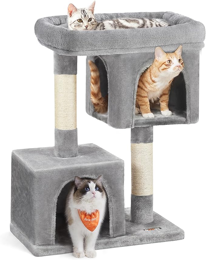 Feandrea Cat Tree, 33.1-Inch Cat Tower, Plush Condo by FeandreabySONGMICSHOME
