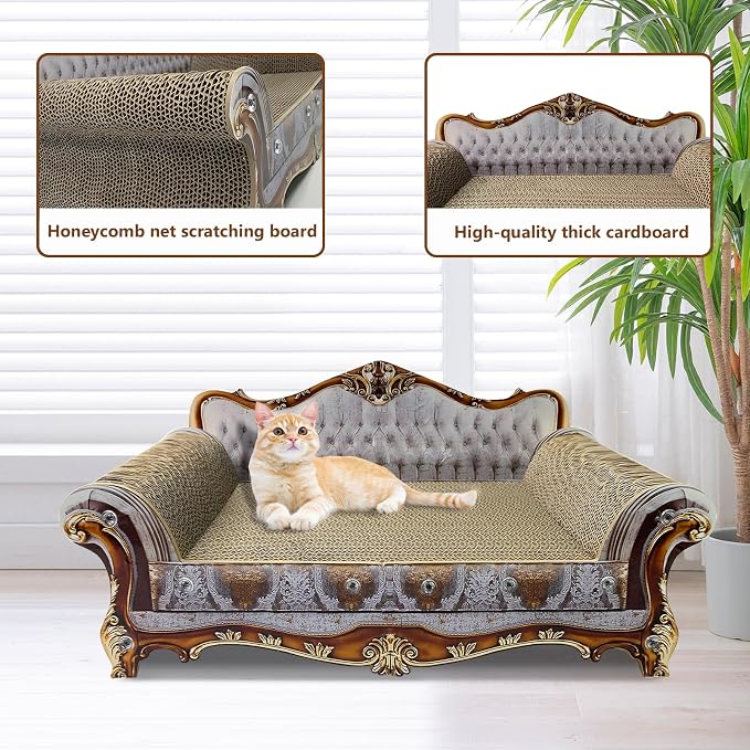 Luxury Cardboard Cat Scratcher Sofa Bed, Couch Shaped Cat Scratching Board - Image 4