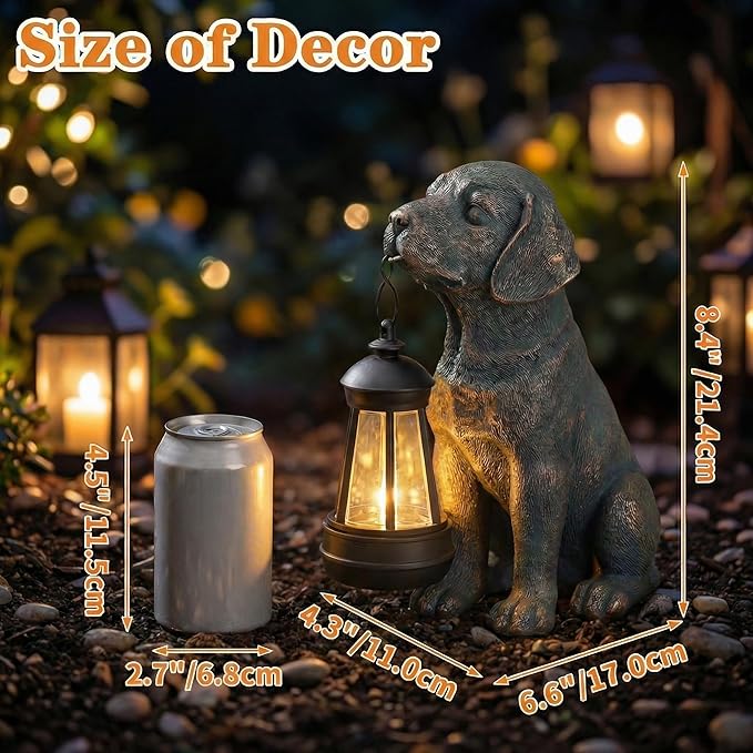Lyeasw Solar Dog Statues with Lantern – Waterproof Outdoor Dog Figurines - Image 8
