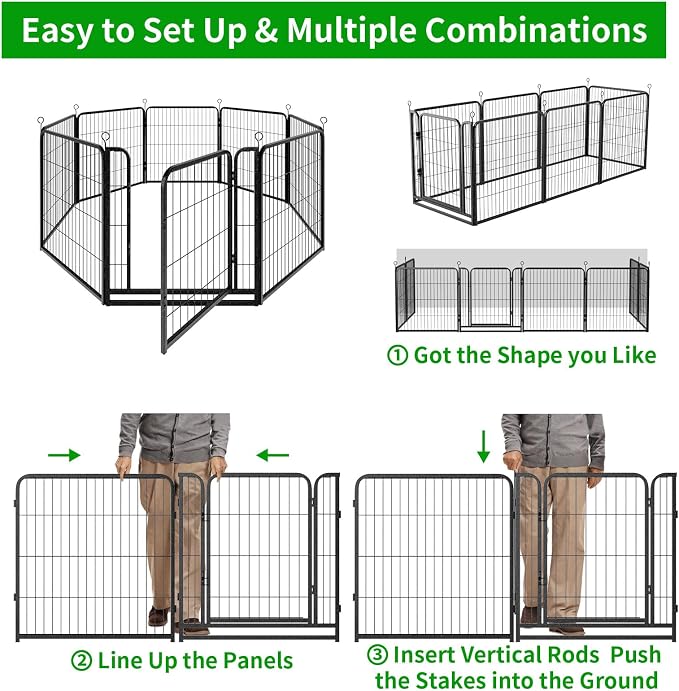 Dog Playpen Outdoor Extra Wide 8 Piece Panels Heavy Duty Dog Fence 32" Height - Image 7
