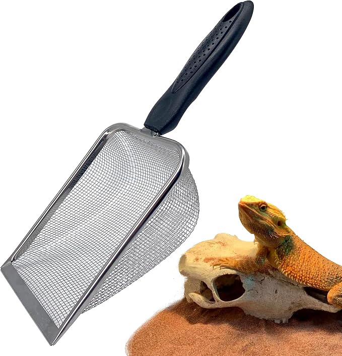 Falltail Stainless Steel Reptile Sand Substrate Scoop Shovel Sifter Fine Mesh by Casidoxi
