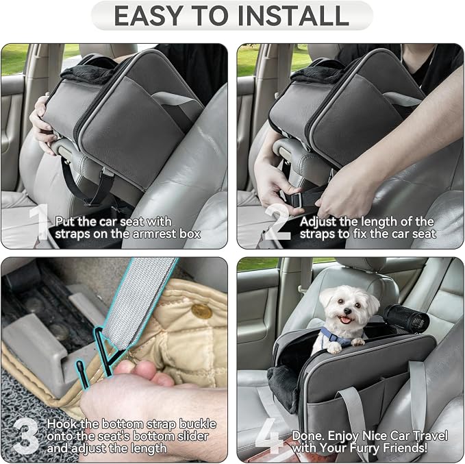 PETSFIT Multipurpose Console Dog Car Seat, Portable Small Dog Car Seat - Image 8