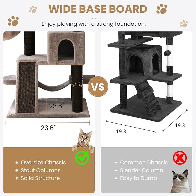 SHA CERLIN 65in Larger Cat Tree Tower Condo - Image 6