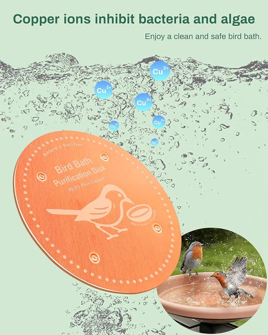 Bird Bath Purification Disk Pure Copper Outside Winter Solar Power Birdbath - Image 2