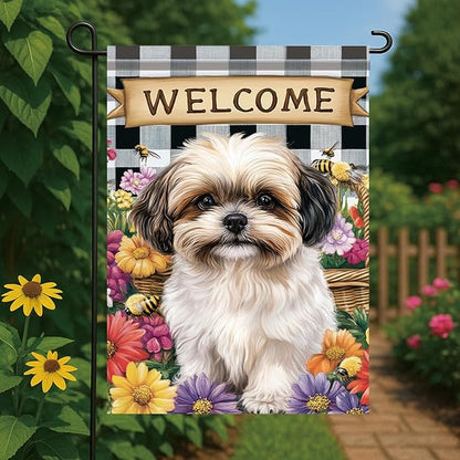 Spring Summer Garden Flag Shih Tzu Dog Flag 12x18 Inch Double-Sided Cute Puppy - Image 2