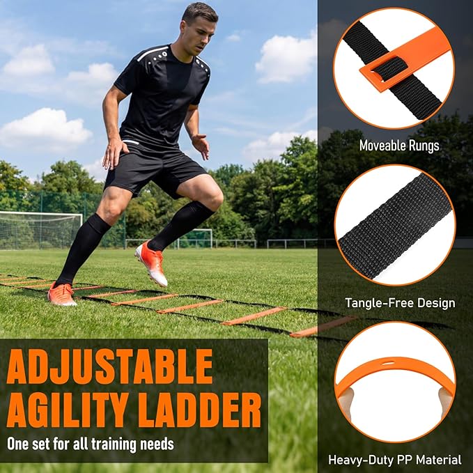 Agility Ladder, Soccer Football Training Equipment Set - 20ft Speed Ladder - Image 6