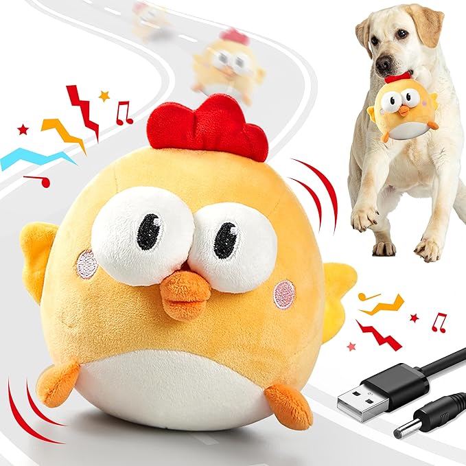 Interactive Dog Toys, Squeaky Moving Ball Toy by GUKCO