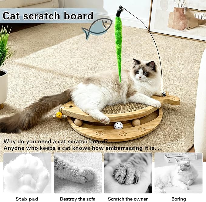 Cat Scratcher with Natural Sisal Pad, 3-in-1 Cat Scratching Board, 2-Tier - Image 3