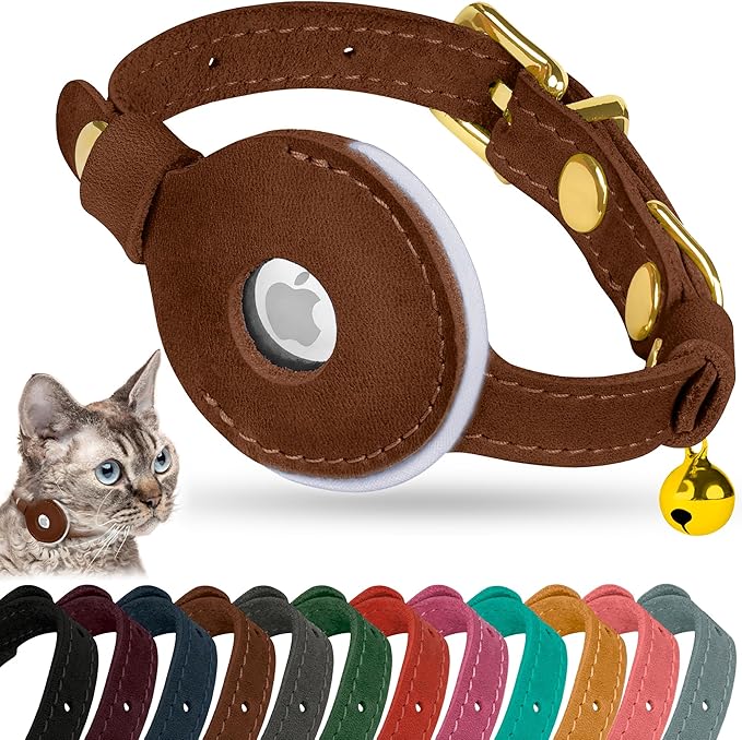 OOPSDOGGY Reflective Leather AirTag Cat Collar by OOPSDOGGY