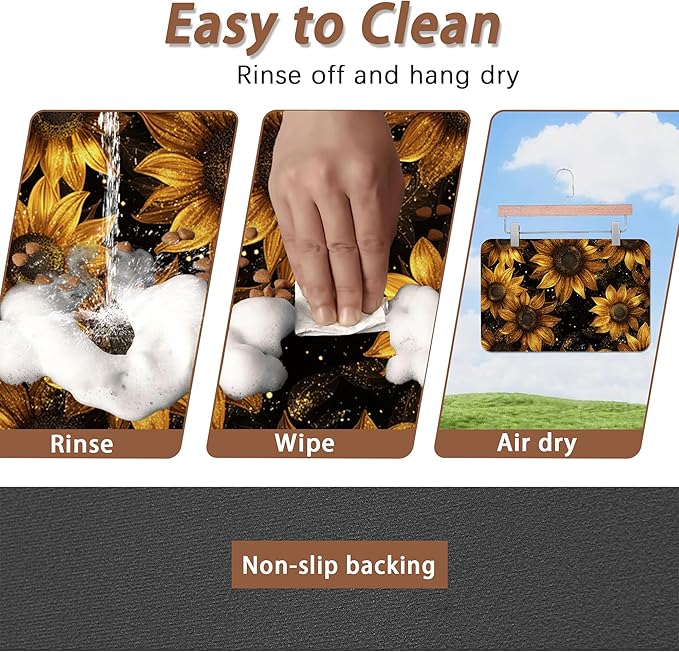 Sunflower Vintage Pet Feeding Mat, Absorbent Quick-Dry Cat Dog Food and Water - Image 4