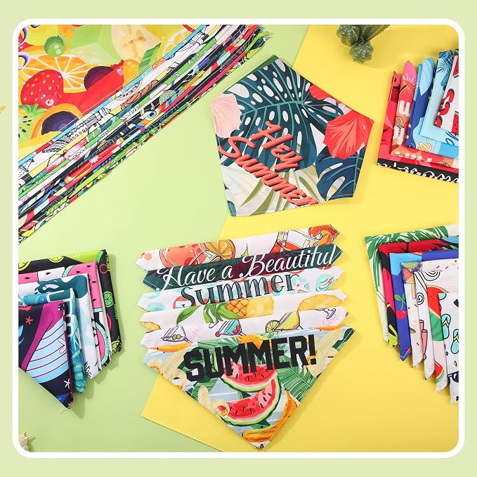 Chunful 50 Pcs Dog Bandanas Bulk Summer Flora Dog Bandanas Pet Triangle Scarf - Image 3