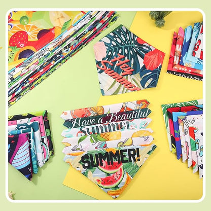 Chunful 50 Pcs Dog Bandanas Bulk Summer Flora Dog Bandanas Pet Triangle Scarf - Image 3