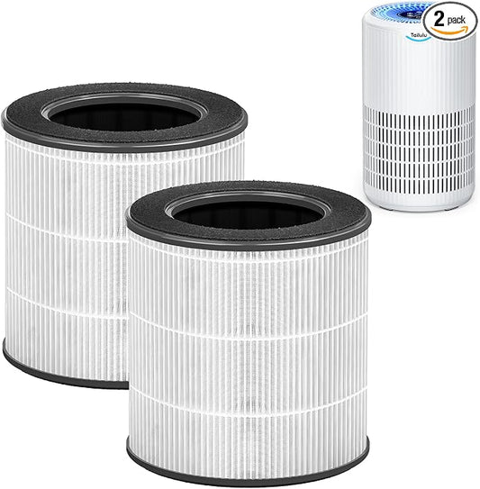 Tailulu 2 Packs D09 Air Purifier Replacement Filter, 3-in-1 True H13 True HEPA by Tailulu