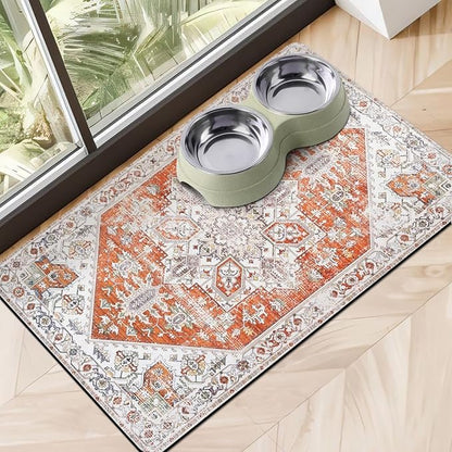 Dog Food Mats for Floors Absorbent, Pet Cat Food Mat by Cuslnox