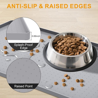 Mofason Pet Food Mat Waterproof Dog Mat 24”x16” Large – 0.5” inch Raised Edge - Image 2