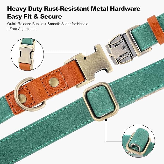 Plutus Pet Genuine Leather & Hemp Dog Collar – Adjustable Heavy Duty Pet Collar - Image 5