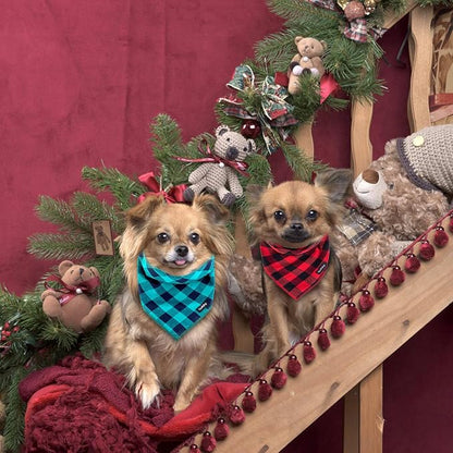 Christmas Dog Bandana Small-Red Black Dog Scarf Buffalo Plaid Printing - Image 5