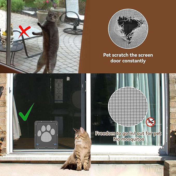 NAMSAN Cat Screen Door, Flap Opening 8 x 10 inches, Cat Door - Image 3