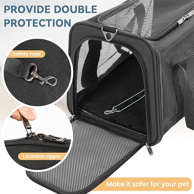 19 x 12 x 12 Large Cat Car Carrier – Roomy Escape-Proof Cat Car Seat - Image 4