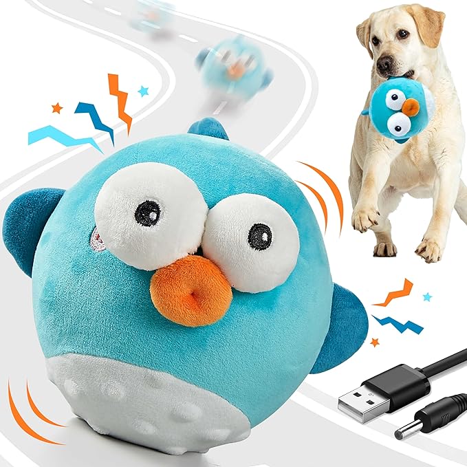 Dog Toys, Rechargeable Crinkle Chew Interactive Squeaky Toy by GUKCO