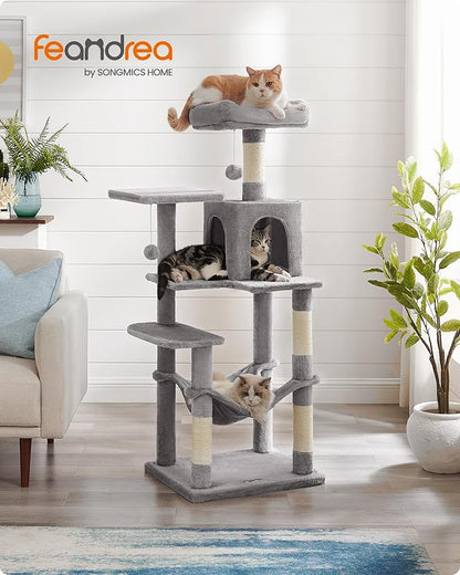 Feandrea Cat Tree, 55.1-Inch Cat Tower, Plush Multi-Level Condo - Image 2