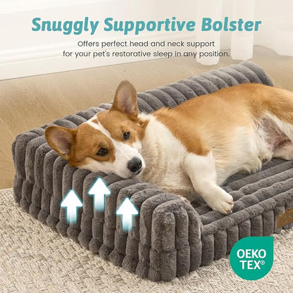 Cute Dog Bed, Faux Rabbit Fur Orthopedic Foam Dog Bed - Image 4