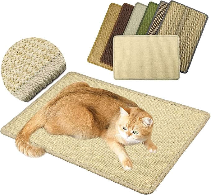 Cat Scratcher Mat, 23.6x15.7' Natural Sisal Scratching Pad by Pethave