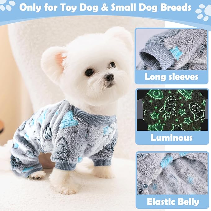 Fleece Dog Pajamas for Small Dogs Boy Warm Winter Dog Clothes Pjs Cute Extra - Image 4