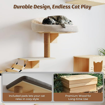 12-Pc Cat Wall Shelves, Cat Wall Furniture Set - Image 3