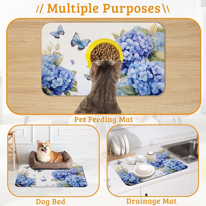 Pet Feeding Mat, Non-Slip Water Bowl Placemat, Pet Supplies 12" x 20" - Image 7