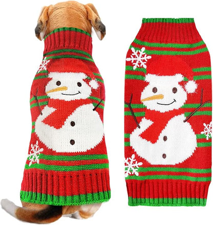 Dog Christmas Sweater Cute Snowman Puppy Cat Costume Boy Girls Xmas Holiday Pet by DOGGYZSTYLE