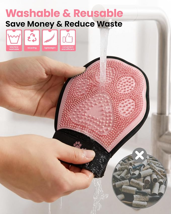 Pet Hair Removal Glove for Dogs & Cats, 2-in-1 Double-Sided Pet Grooming Tool - Image 6