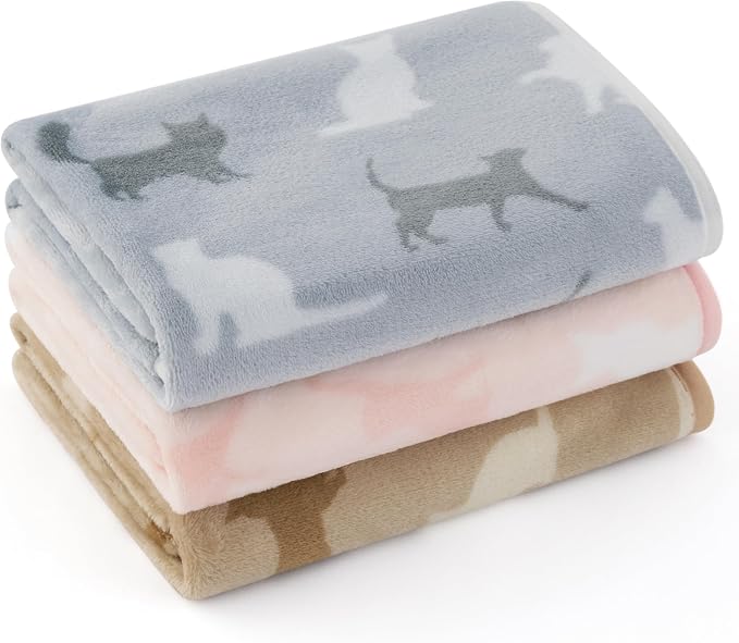 Bedsure 1 Pack 3 Pet Blankets, Super Soft Fluffy Premium Fleece Flannel by BEDSURE