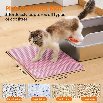 Cat Litter Mat, 24x18 Inches Large Double Layer Honeycomb Cat Litter Trapping - Image 2