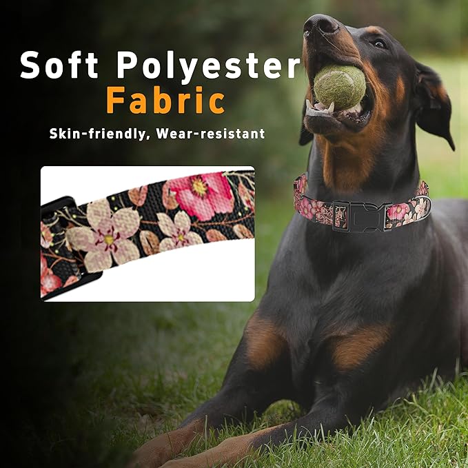 Dog Collar for Boys Girls, Floral Puppy Collar for Small Medium Large Dogs - Image 4